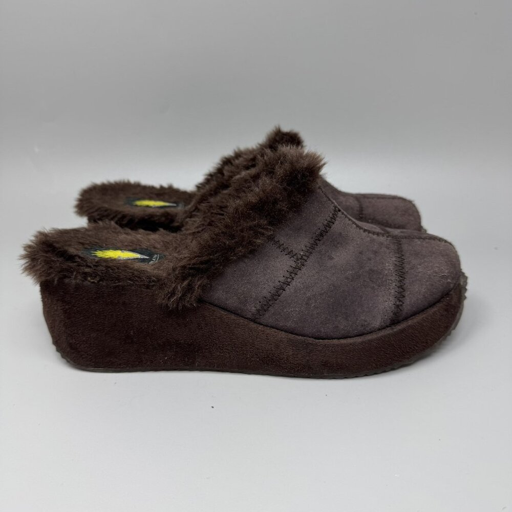 VOLATILE Wynette Brown Lined Suede Wedge Clogs Women's Size 7